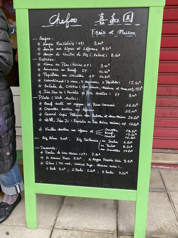 Chefoo Restaurant Chinois - Menu Image 1